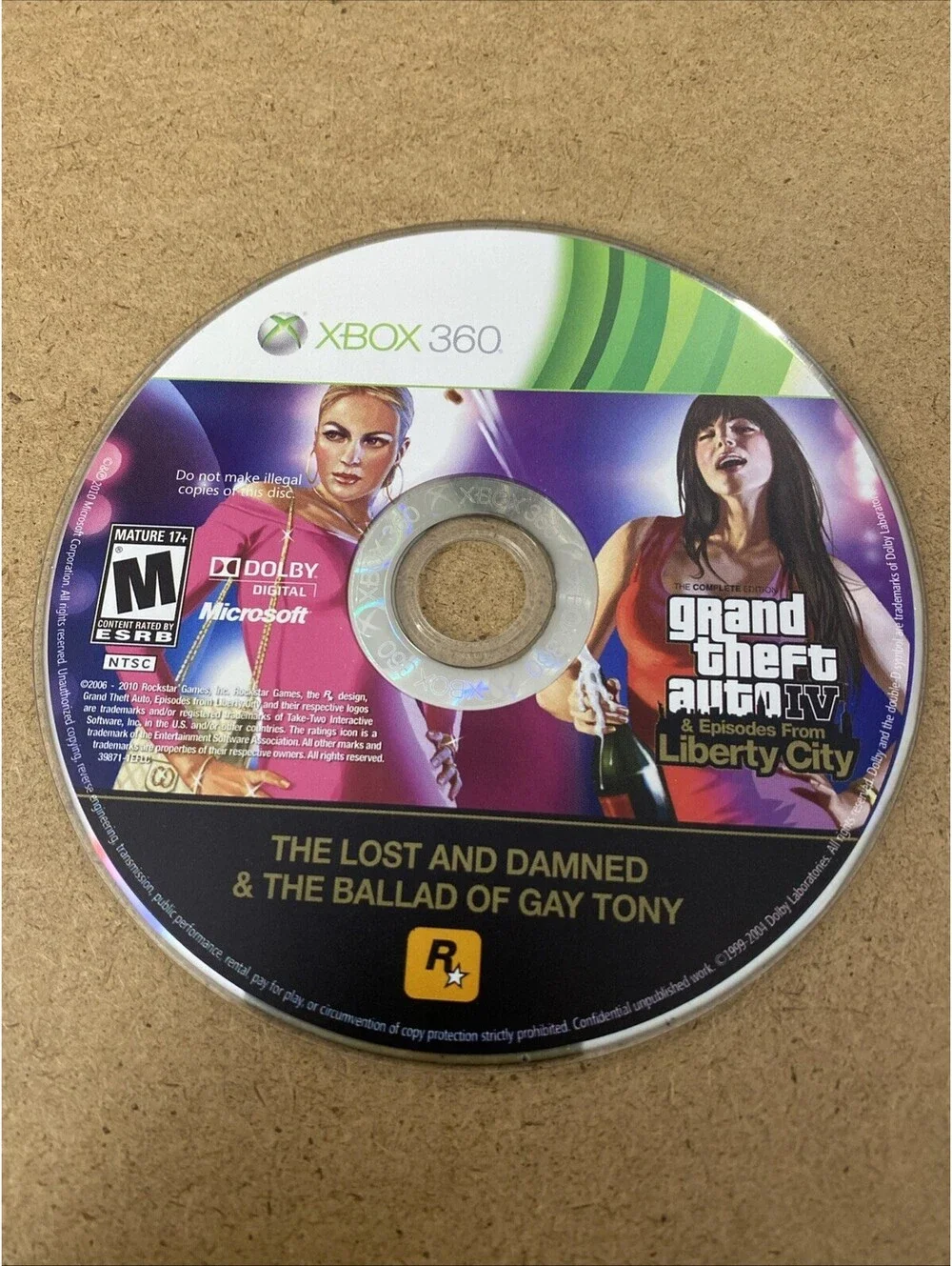 RZ GTA IV Episodes from Liberty City the Lost and Damned (Xbox 360) Disc Only